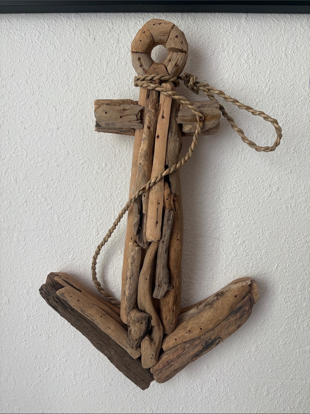 Rustic Driftwood Anchor Wall Decor - Natural Brown preowned